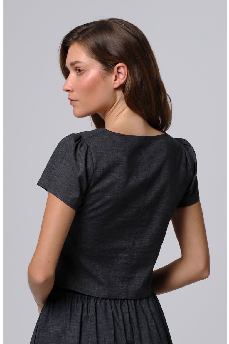 Hemp Blend Button Front Top, Alternate, color, washed black
