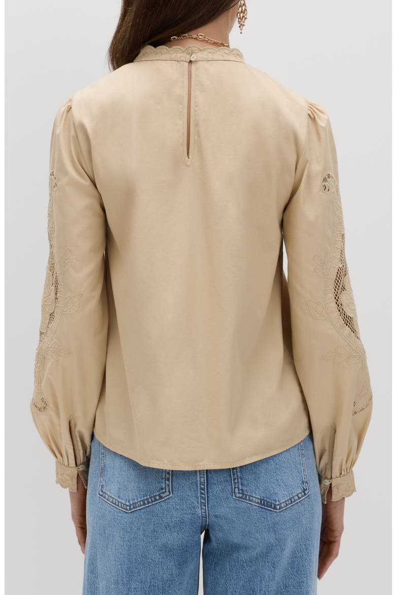 Cutwork Blouse, Alternate, color, SANDSTONE BROWN
