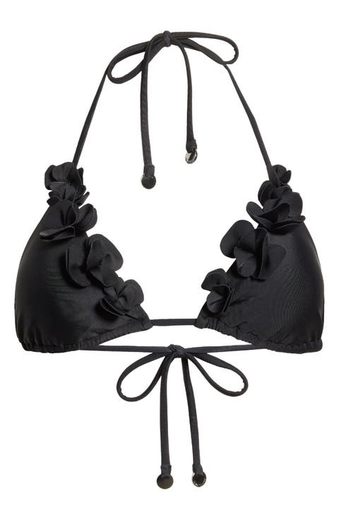 Nikoleta Floral Appliqué Triangle Bikini Top