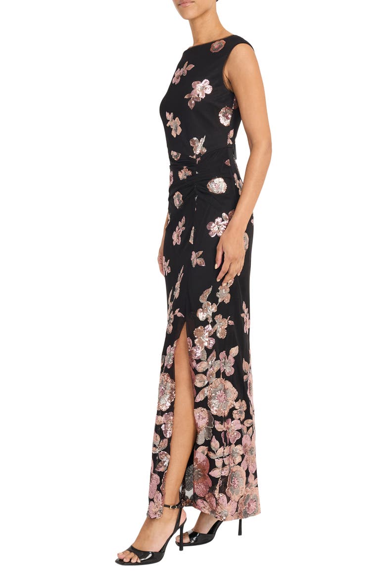 Sequin Sleeveless Gown, Alternate, color, BLUSH/ BLACK