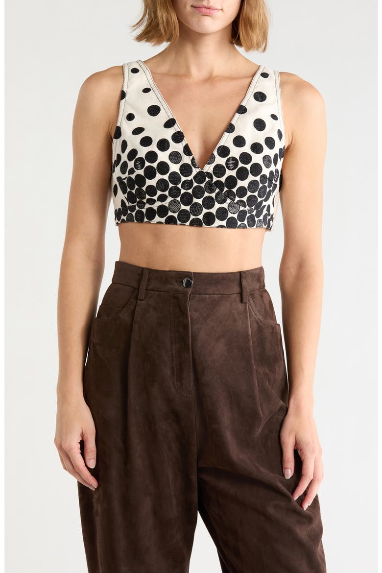 Polka Dot Crop Tank, Main, color, BLACK/ BEIGE