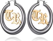 True Religion TR Logo Hoop Earrings