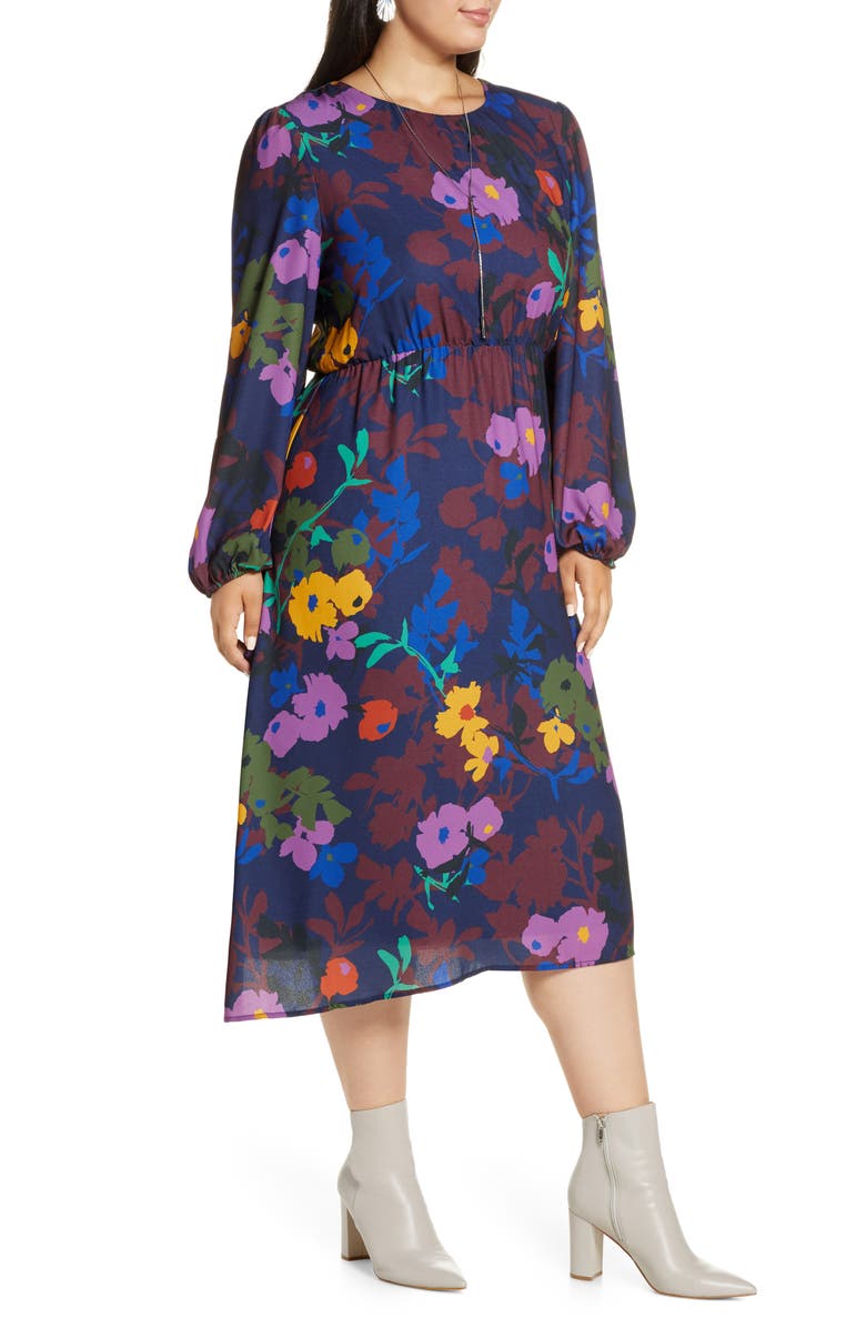 Halogen<sup>®</sup> Long Sleeve Midi Dress, Alternate, color, 