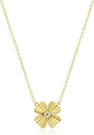 The Lovery Fine Jewelry Fluted Gold Single Four Leaf Clover Necklace