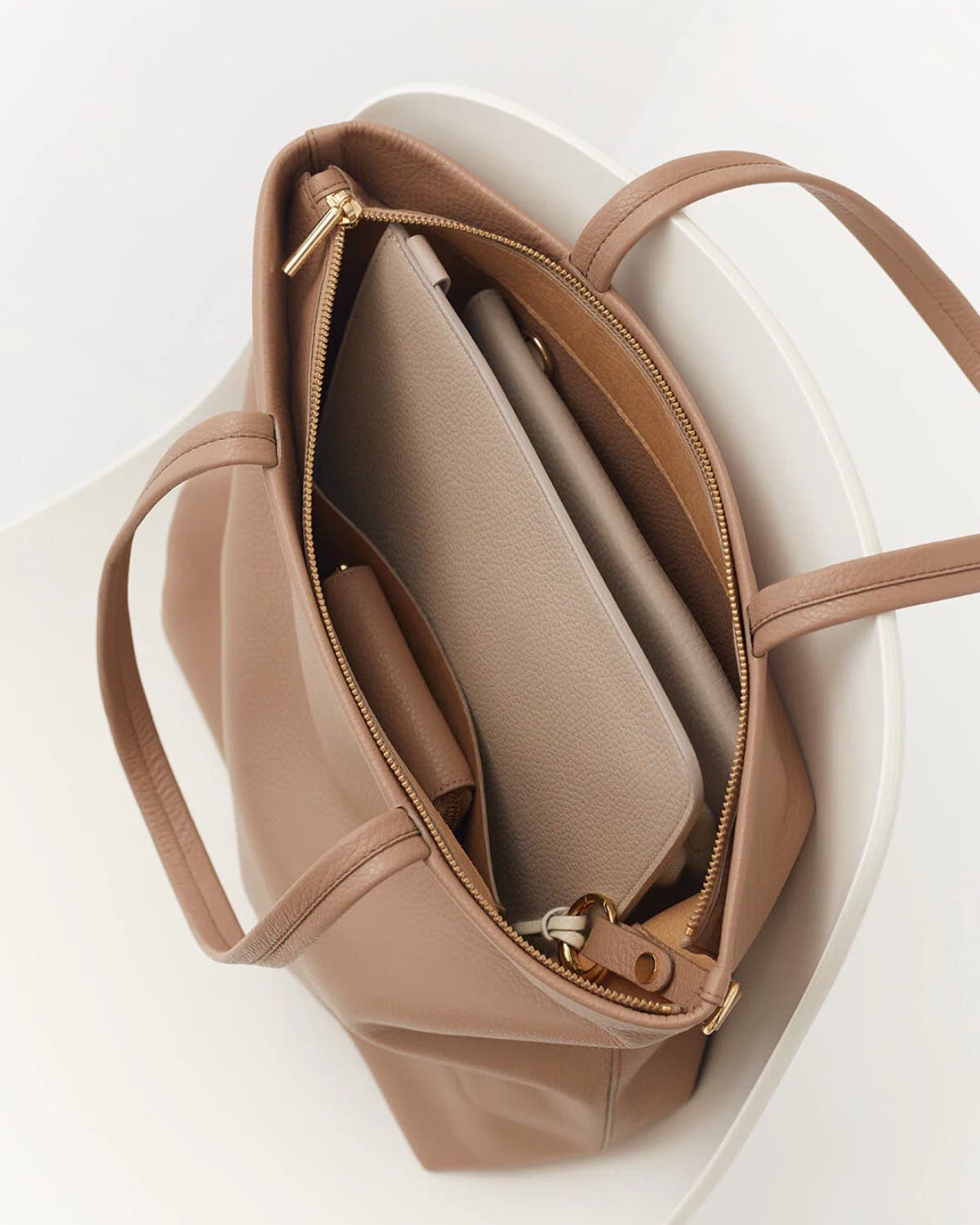 Cuyana Tall Easy Zipper Tote, Alternate, color, Cappuccino