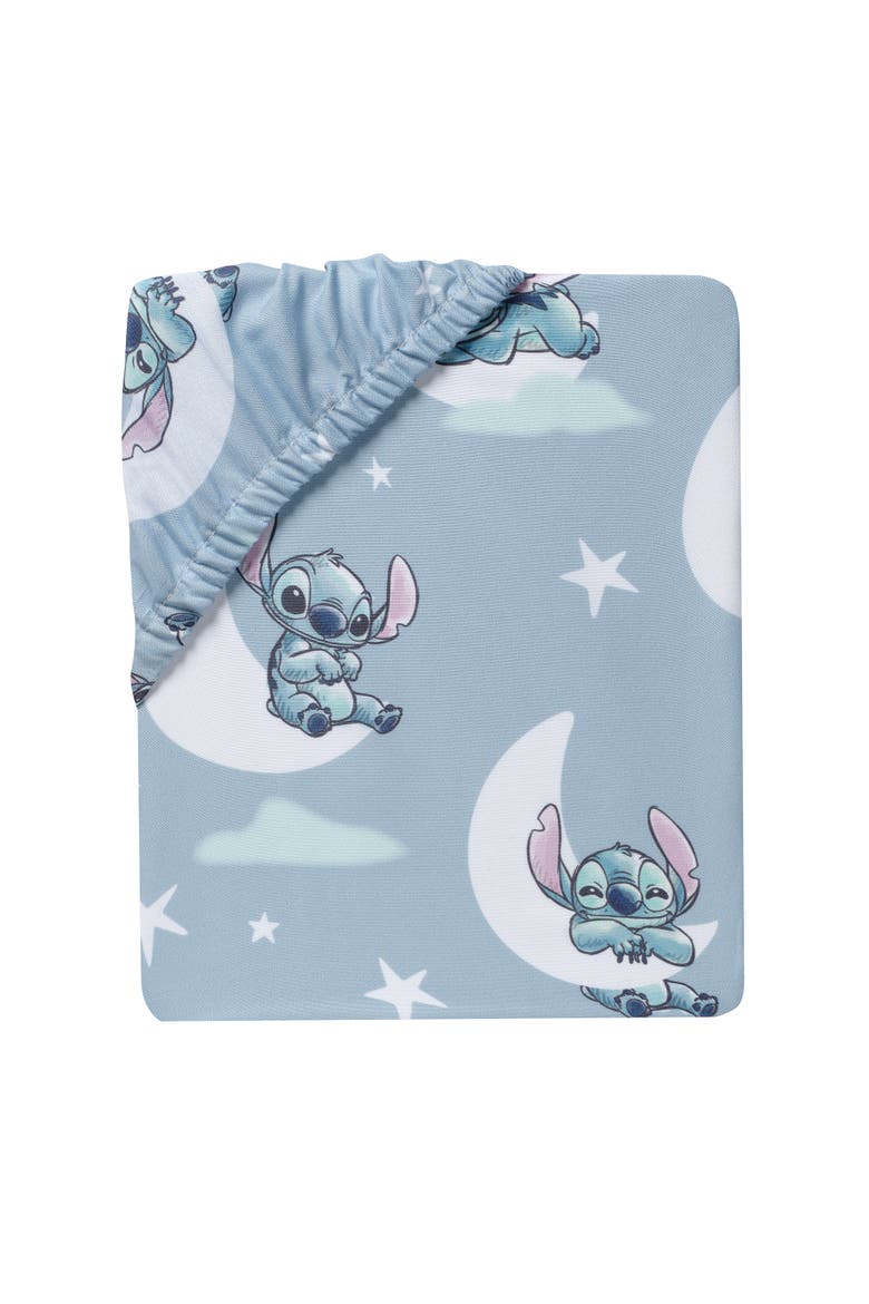 Disney Stitch Soft Microfiber Baby Fitted Crib Sheet, Alternate, color, Blue