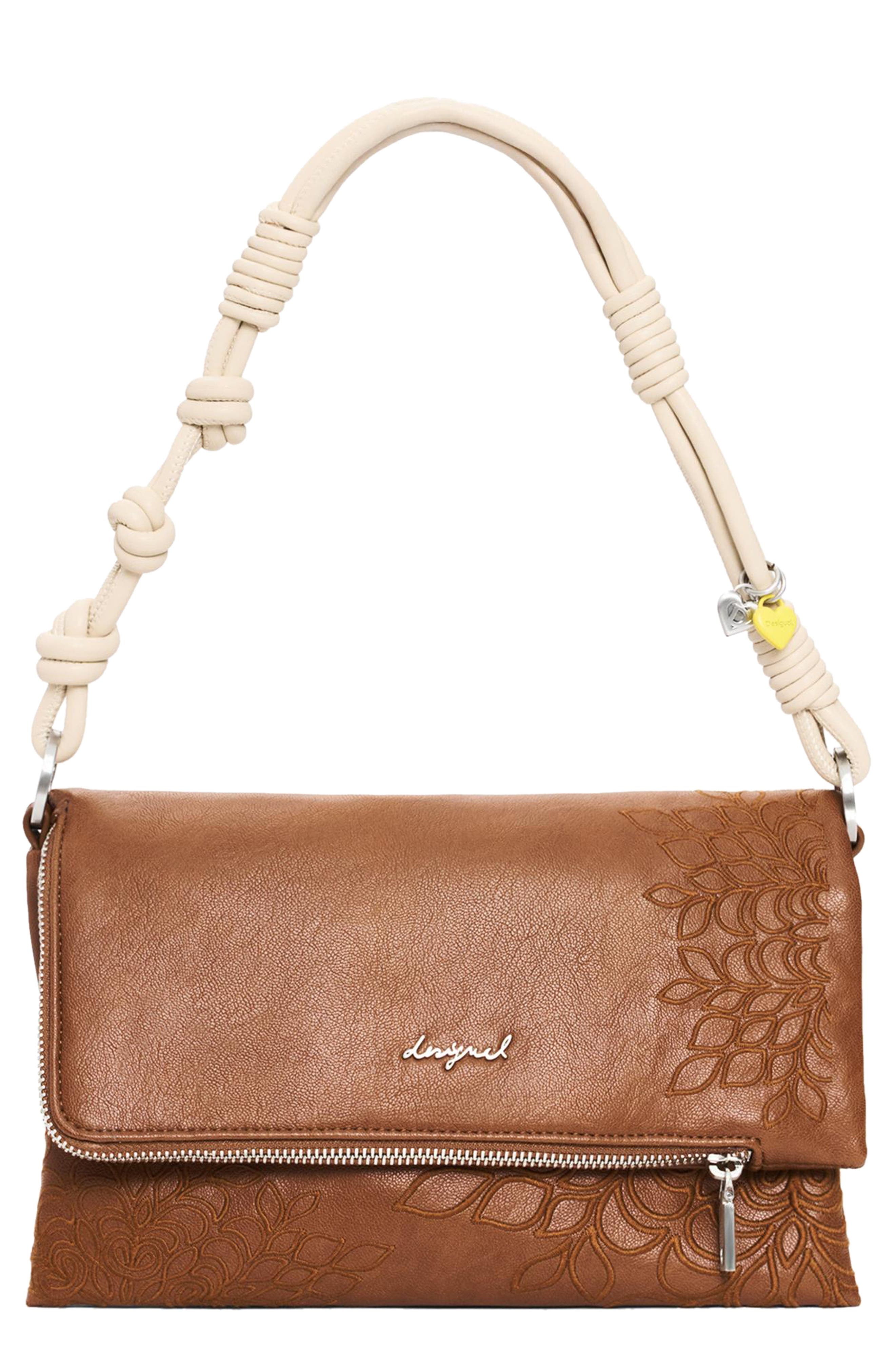 Desigual Embroidered Logo Charm Crossbody Bag, Main, color, 