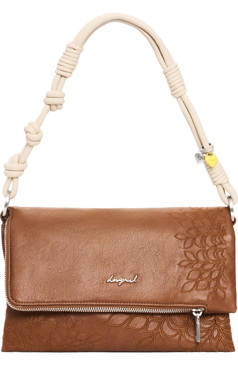 Desigual Embroidered Logo Charm Crossbody Bag, Main, color,