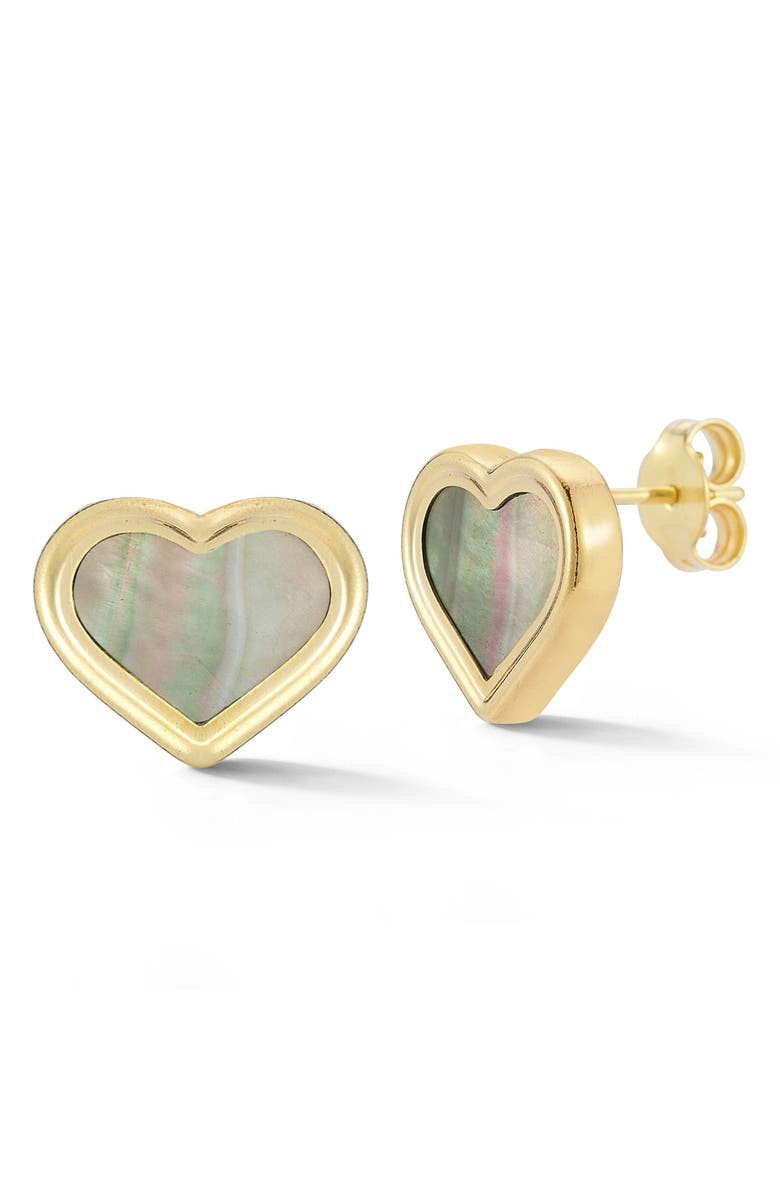 Ember Fine Jewelry Mother-of-Pearl Heart Stud Earrings, Main, color, 