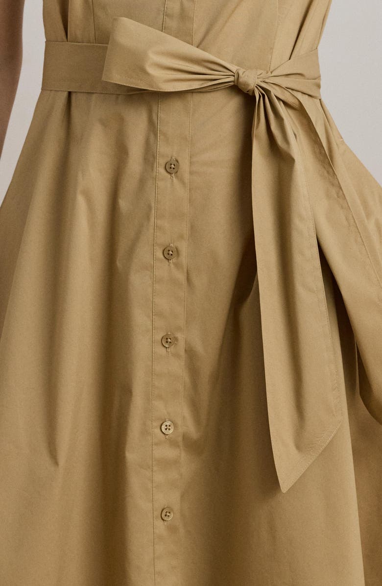 Lauren Ralph Lauren Belted Cotton Blend Shirtdress, Alternate, color, Birch Tan