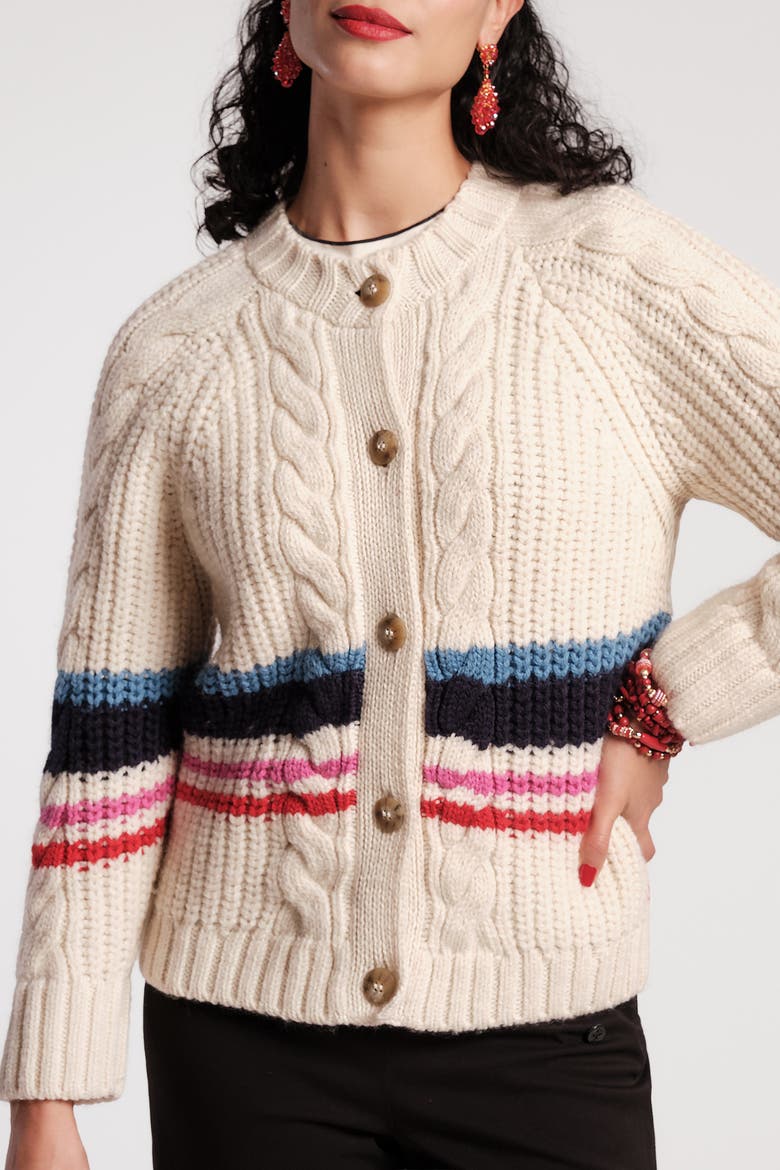 Varsity Stripe Cardigan, Main, color, Natural/Multi