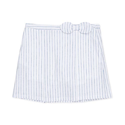 Hope & Henry Girls' Linen Pleated Bow Skort, Kids In White Court Pinstripe