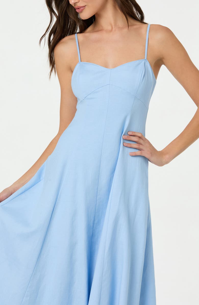ASTR the Label Linen Blend Midi Dress, Alternate, color, Sky Blue