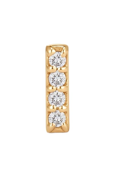14k Diamond Bar Stud Earring (Flat Back) - Single