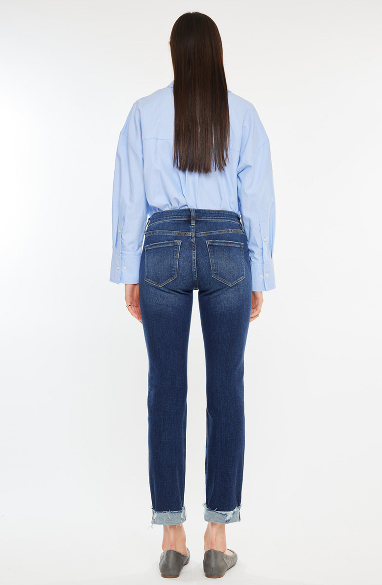 KanCan Emely Essentials Mid Rise Slim Straight Leg Jeans, Alternate, color, Dark Wash