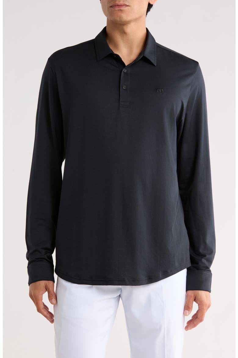 Featherweight Long Sleeve Polo, Main, color, BLACK
