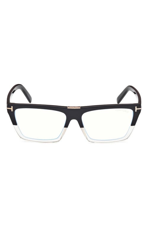Tom Ford Women's Opticals Black 57mm Opticals In Color Block Black/crystal