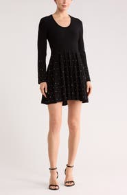Simkhai Prue Embellished Long Sleeve Fit & Flare Dress