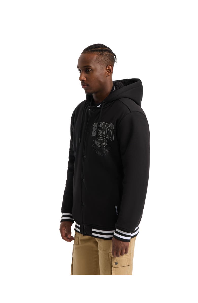 Ecko Unltd. Men's Homecoming faux shearling Varsity Jacket, Alternate, color, Black