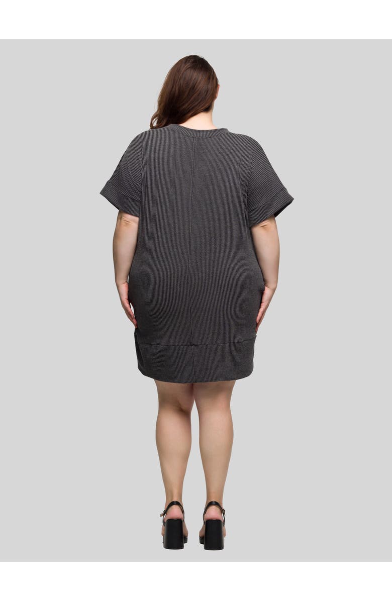 24seven Comfort Apparel Plus Size V Neck Short Sleeve Pocket T Shirt Dress, Alternate, color, Black