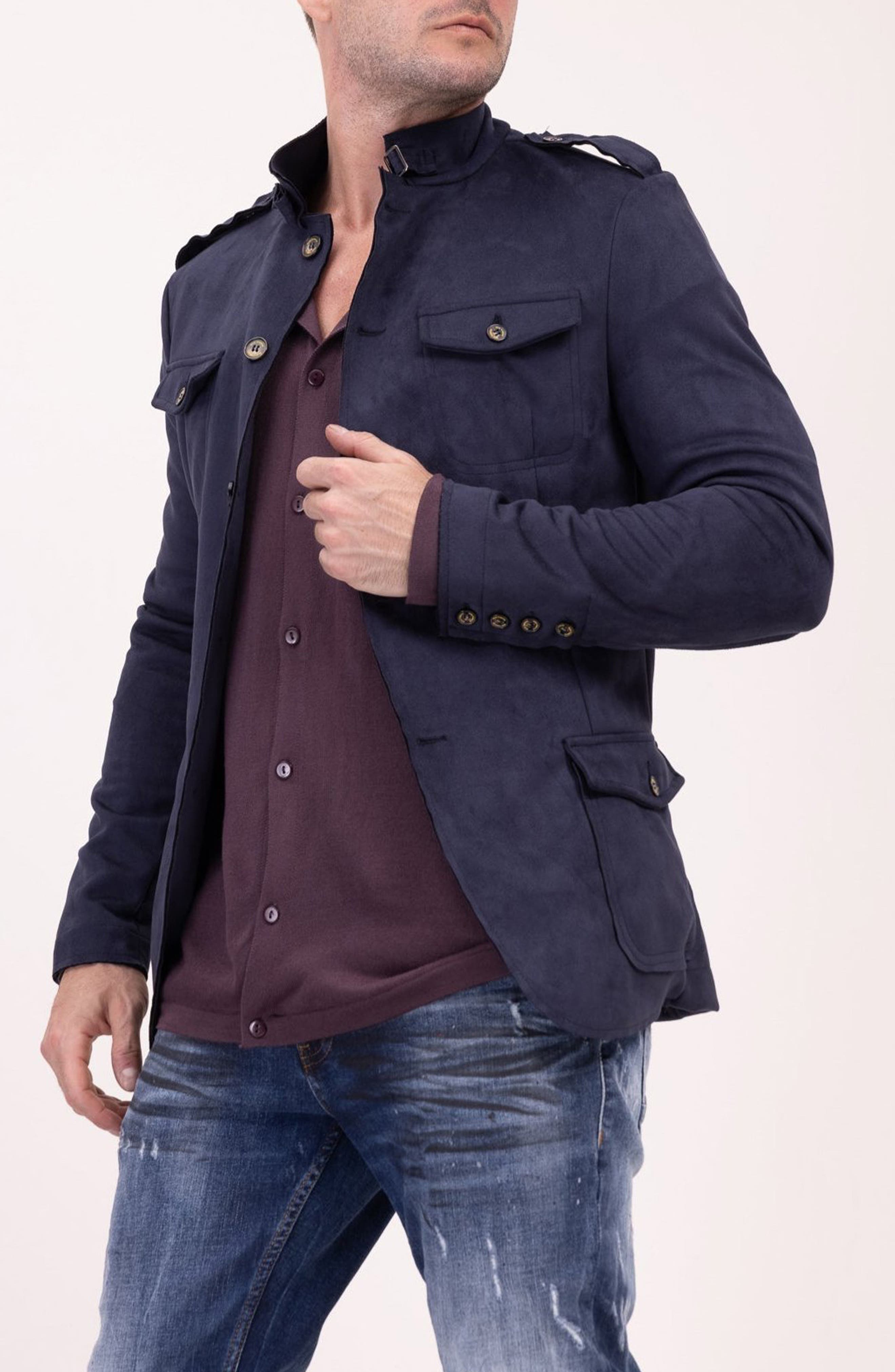 FAUX SUEDE SAFARI JACKET - CAM