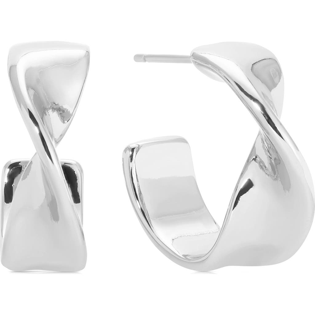 Ettika Heirloom Twist Small Hoops Earrings In Silver