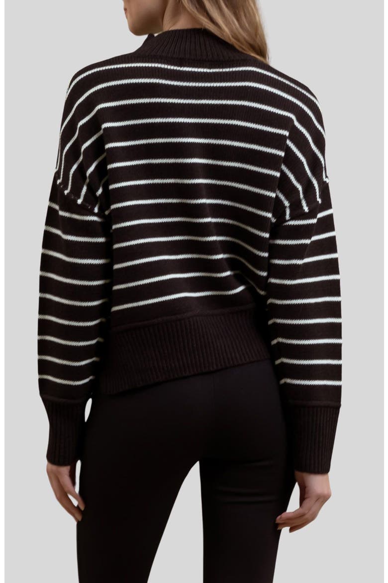 Stripe Mock Neck Sweater, Alternate, color, BLACK