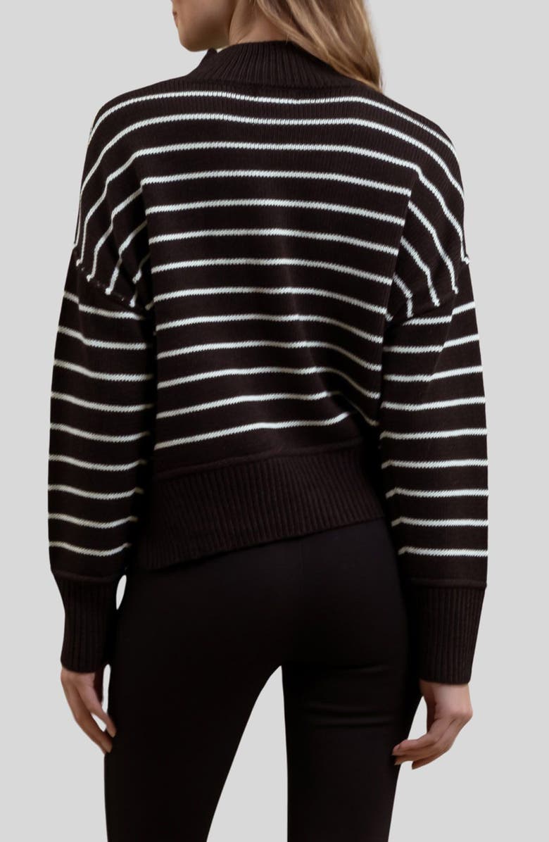 Blu Pepper Stripe Mock Neck Sweater, Alternate, color, Black