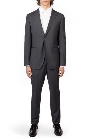 Zanetti Charcoal Trim Fit Mélange Suit