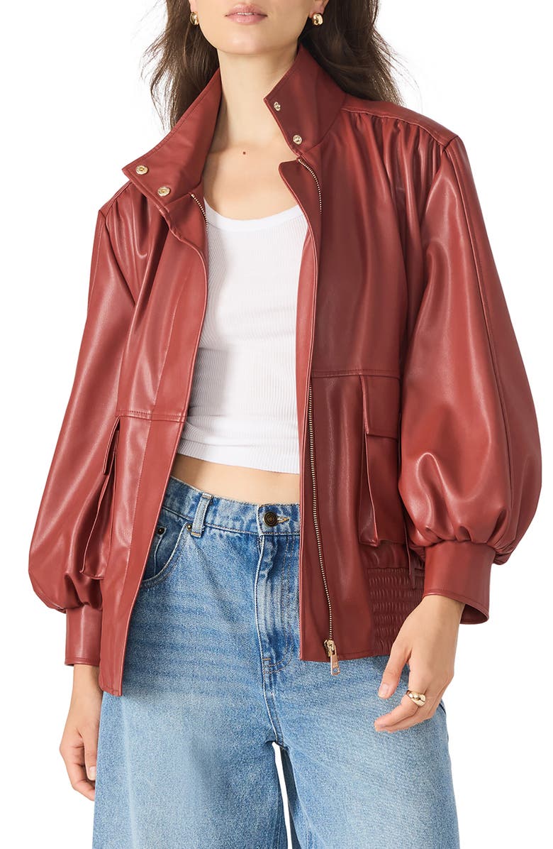 Steve Madden Vee Faux Leather Jacket, Main, color, Dusty Brick