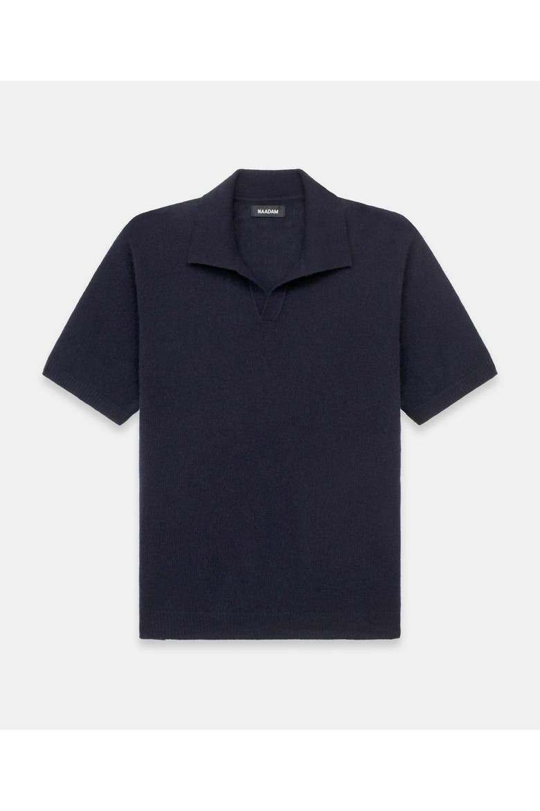 Lightweight Cashmere Short Sleeve Polo, Alternate, color, Navy