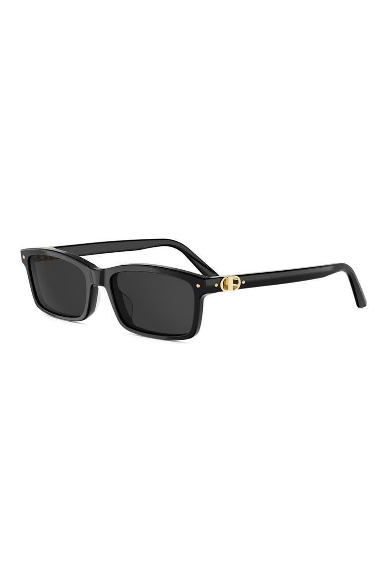 Petit CD S1I 54mm Rectangular Sunglasses, Alternate, color, SHINY BLACK / SMOKE