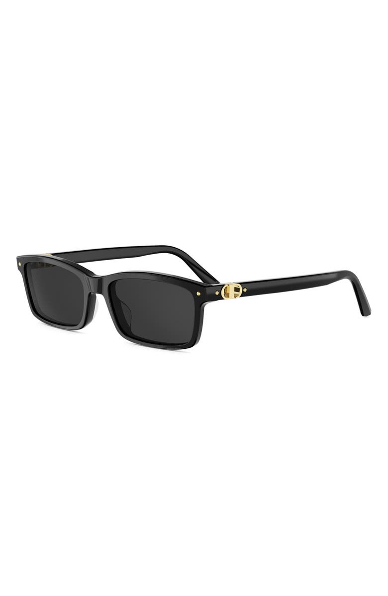 DIOR Petit CD S1I 54mm Rectangular Sunglasses, Alternate, color, Shiny Black / Smoke
