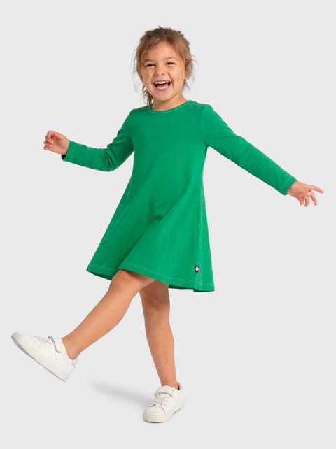 Girl's Soft 100% Cotton Baby Rib Long Sleeve Dress (Infant, Toddler, Little Kid, Big Kid)