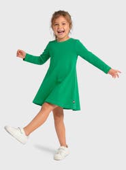 CITY THREADS Girl's Soft 100% Cotton Baby Rib Long Sleeve Dress