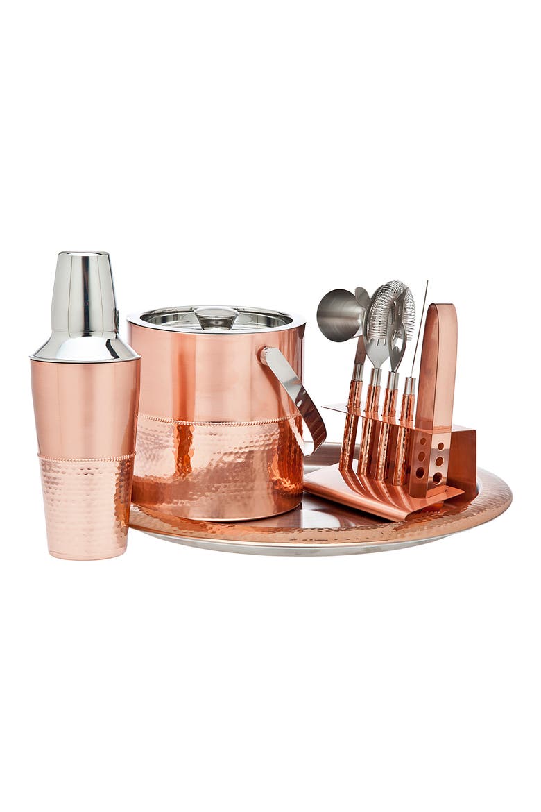 9-Piece Copper Finish Bar Set, Main, color, COPPER