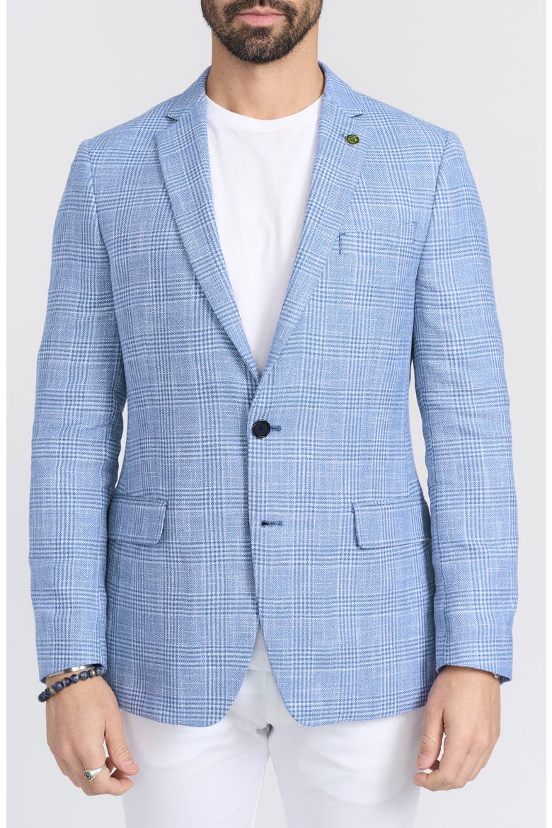 Glen Plaid Cotton Blend Sport Coat, Main, color, BLUE