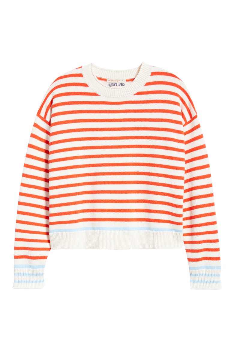 Suki Stripe Cotton Crewneck Sweater, Alternate, color, RED STRIPE