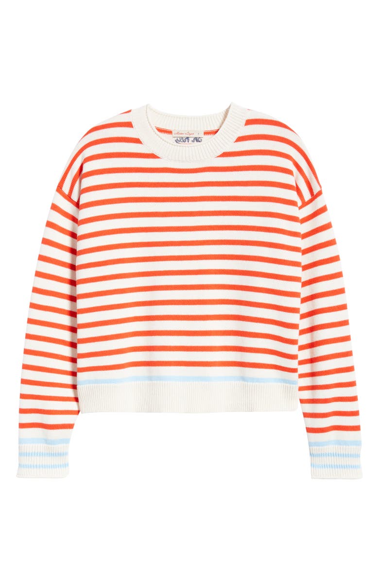 Marine Layer Suki Stripe Cotton Crewneck Sweater, Alternate, color, Red Stripe