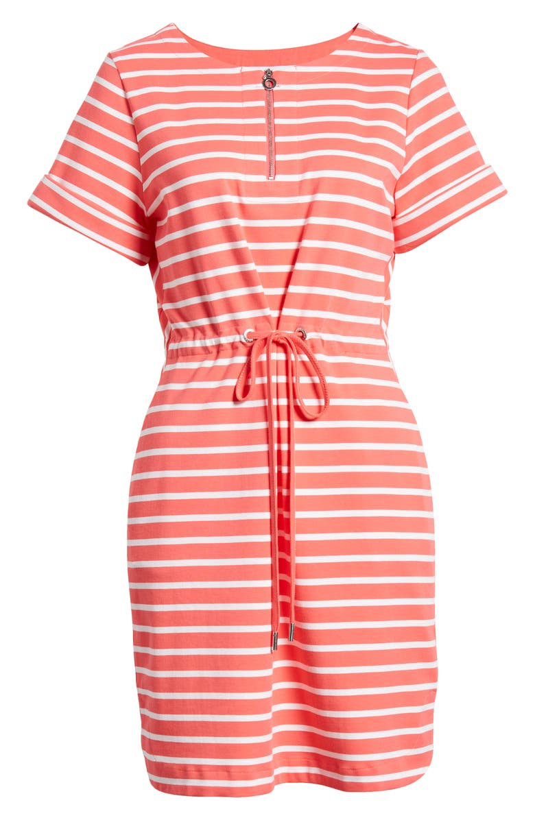 Tommy Bahama Jovanna Stripe Half Zip Dress, Alternate, color, Paradise Pink