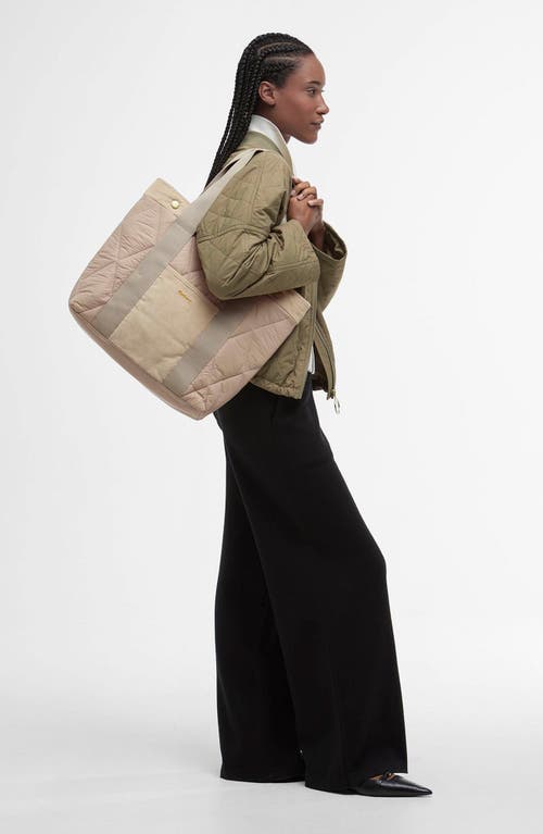 Barbour Healy Mixed Media Tote In Light Sand