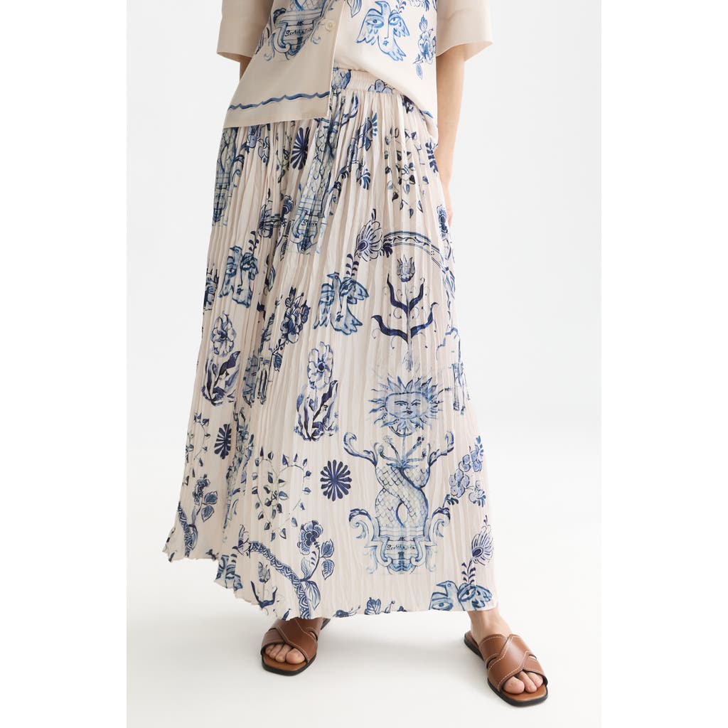 Scotch & Soda Pleated Midi Skirt In Multi