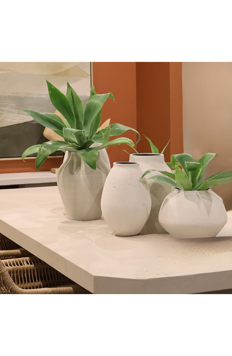 Dovetail Furniture Leander Cement Outdoor Vase - Large, Alternate, color, Antique White