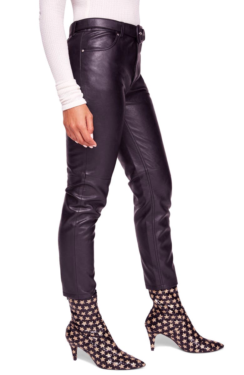 Free People Belted Faux Leather Skinny Pants, Alternate, color, 