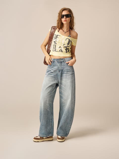 Baggy Barrel Washed Jeans