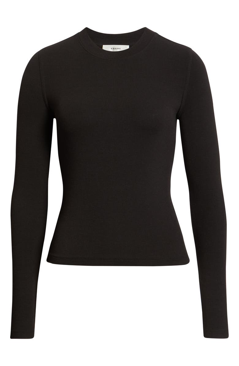 FRAME The Rib Crewneck Top, Alternate, color, Black