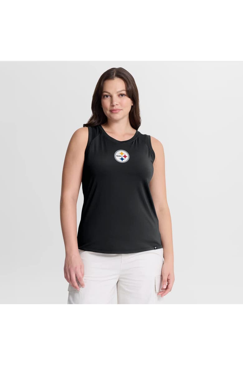 Women's Fanatics Black Pittsburgh Steelers Draped Mesh Back Performance​ Tank Top, Main, color, Black