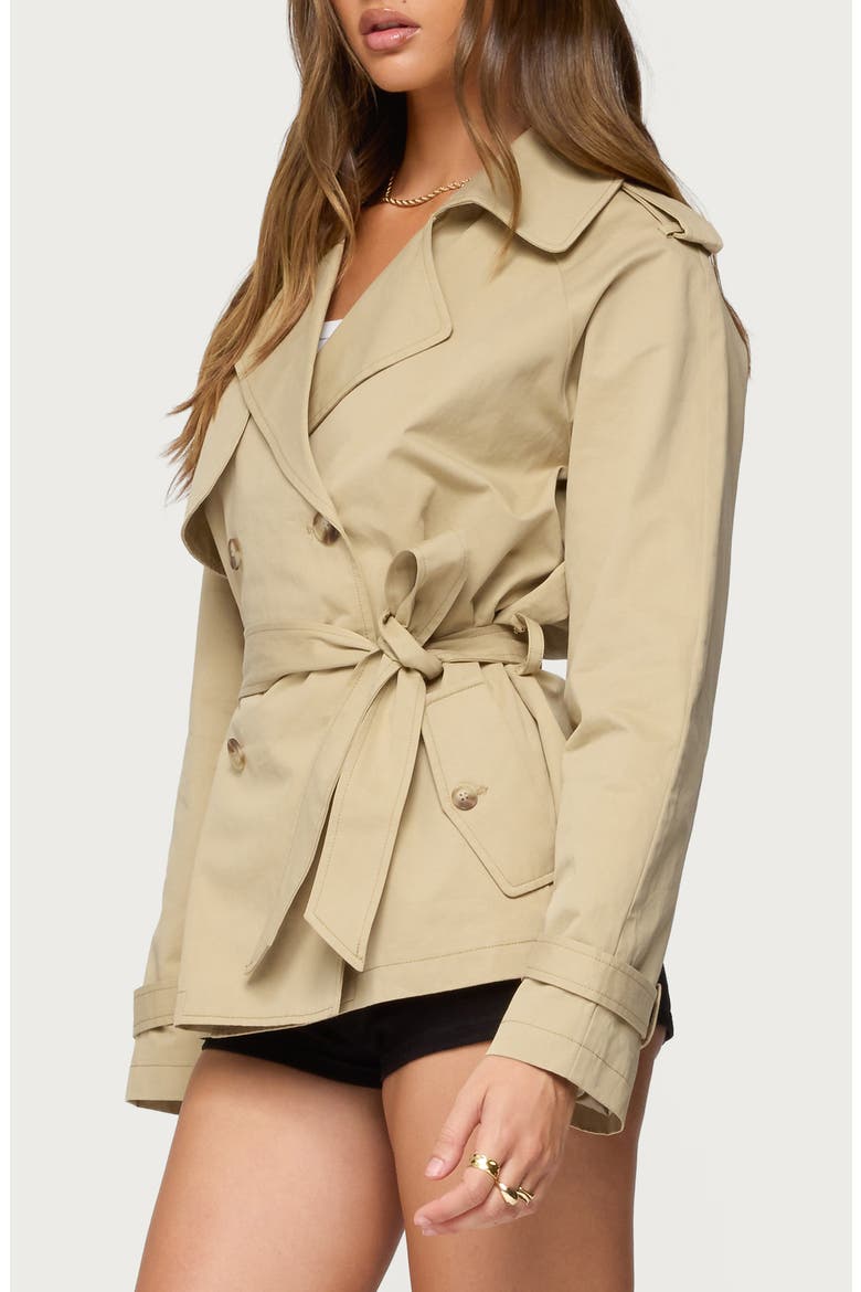 Tobie Short Trench Coat, Alternate, color, BEIGE