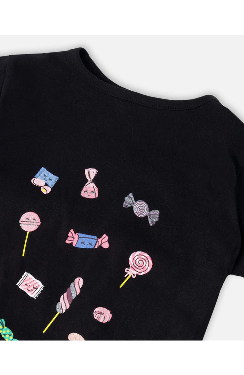 Deux par Deux Organic Cotton Jersey Candy Short Sleeve T-Shirt, Alternate, color, Black