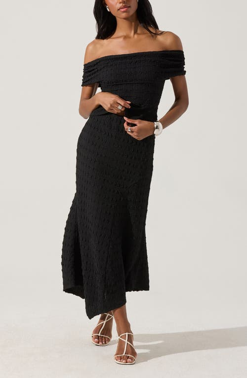 Astr The Label Off The Shoulder Textured Knit Top In Black